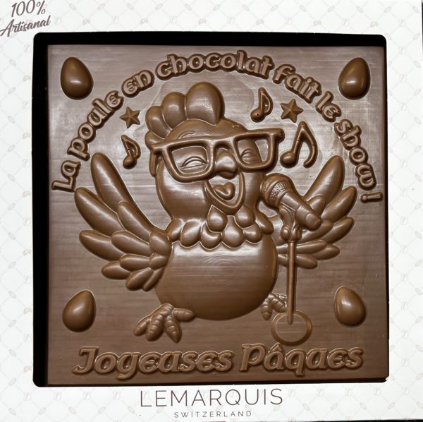 Tablette de Pâques la poule qui chante chocolat au lait Bio 40%