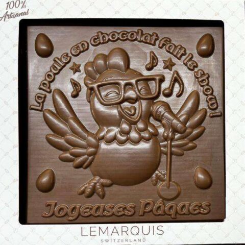 Tablette de Pâques la poule qui chante chocolat au lait Bio 40%