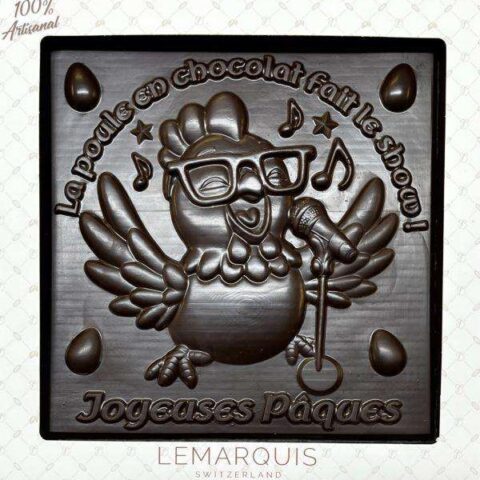 Tablette de Pâques la poule qui chante chocolat noir Bio 70%